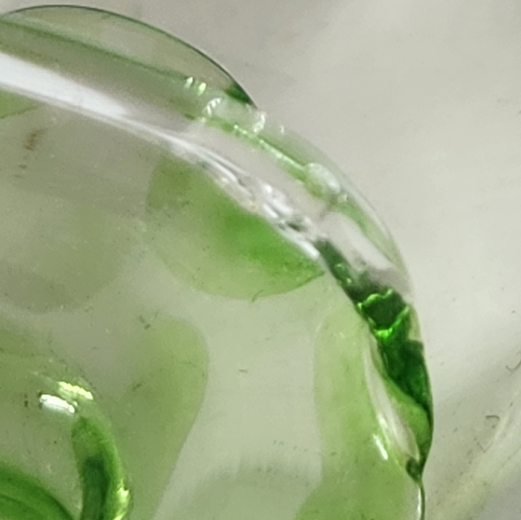 Vintage Miniature Dollhouse Green Glass Basket With Ruffled Edge and Clear Glass - Picture 10 of 16